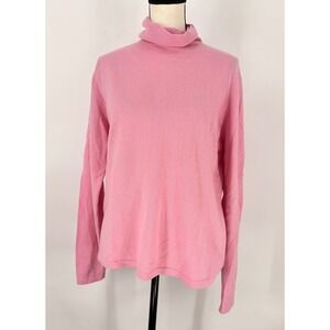 L.L.Bean Women's Pink 100% Cashmere Long Sleeve Turtleneck Sweater Knit Top